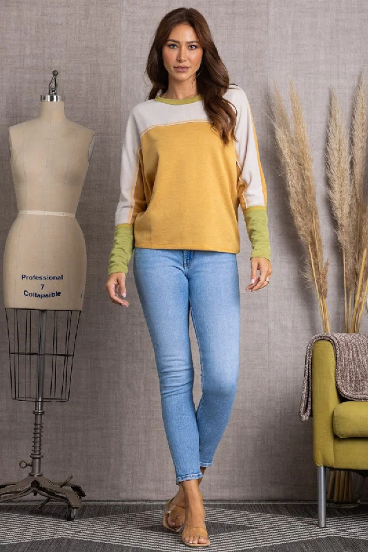 MUSTARD DOLMAN LONG SLEEVES KNIT TOP TC12517