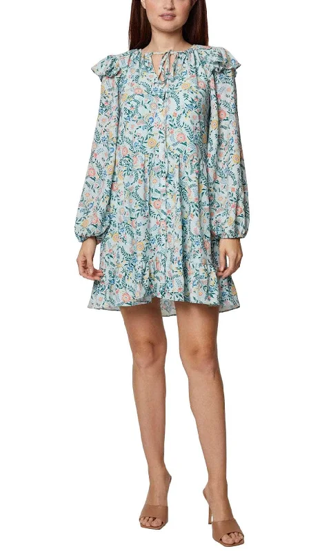 BCBG Generation GV02D01 - Floral Tie Neck Casual Dress