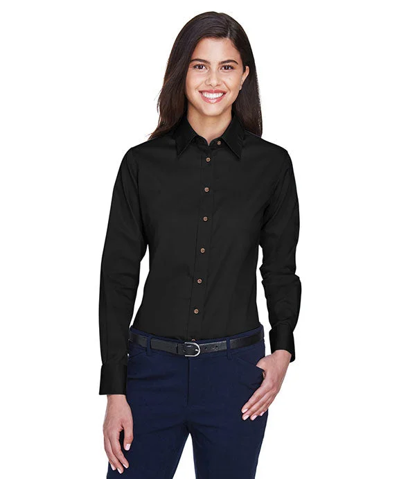 M500W - Harriton Ladies Easy Blend™ Long-Sleeve Twill Shirt with Stain-Release