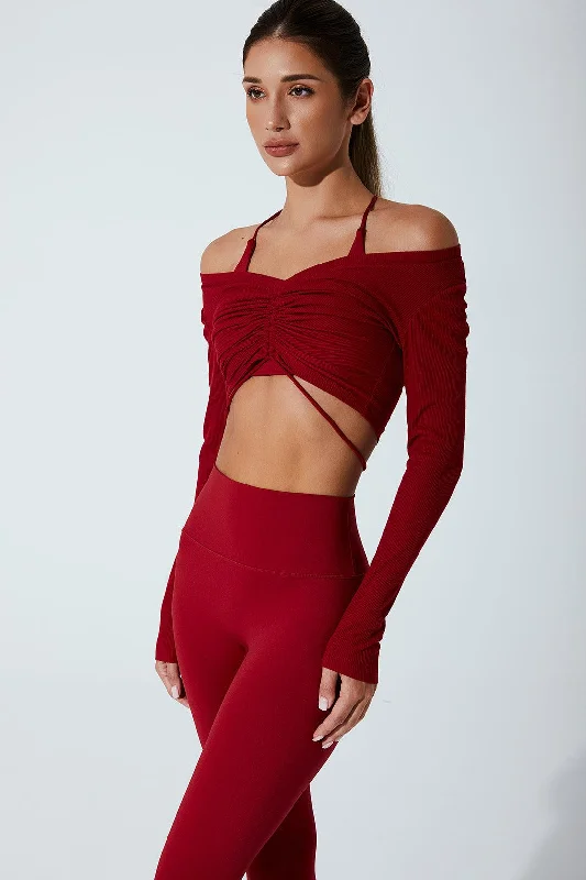 Helen Long Sleeve Drawstring - Red Burgundy