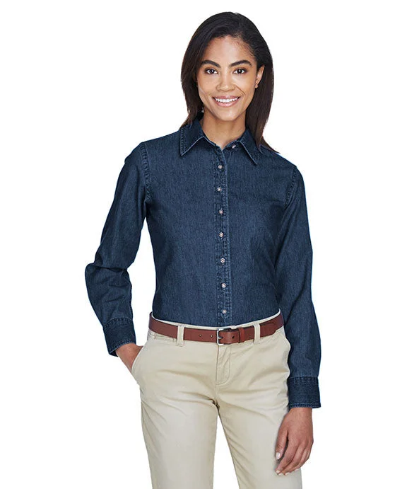 M550W - Harriton Ladies 6.5 oz. Long-Sleeve Denim Shirt