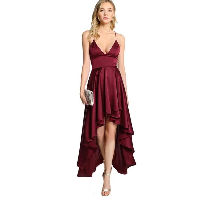 Party Dress Deep V Neck Spaghetti Strap Sleeveless Maxi Dress