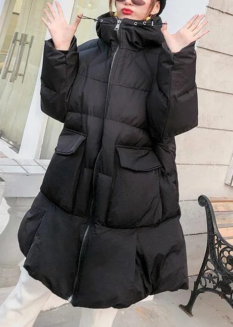 women black Parkas for women oversized snow jackets big pockets hooded winter coats