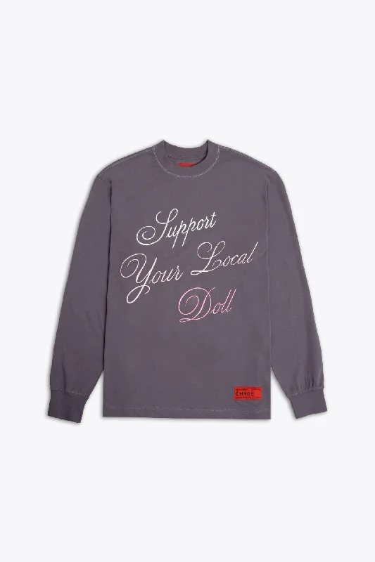 Support Your Local Doll L/S Tee (Dusty Plum)