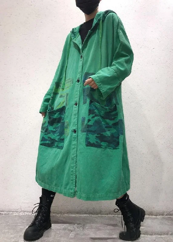 Art Green Baggy Hooded Coats