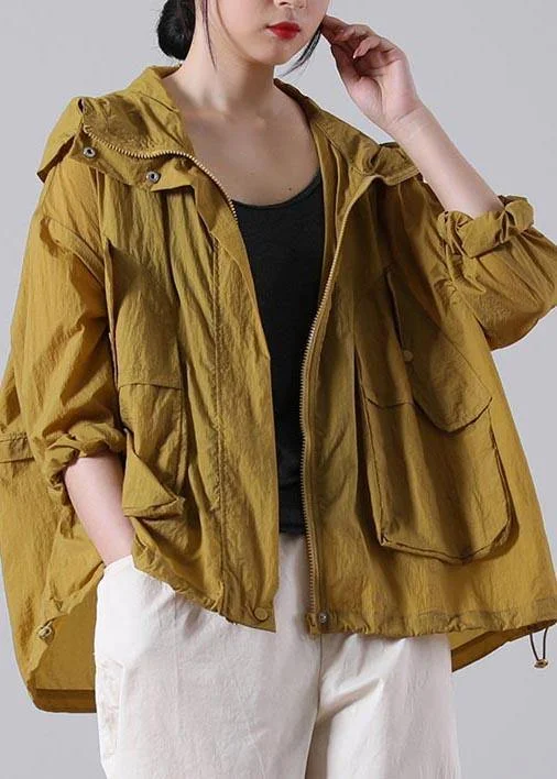 Elegant Yellow Loose UPF 50+ Coat Jacket Hoodie Coat Summer