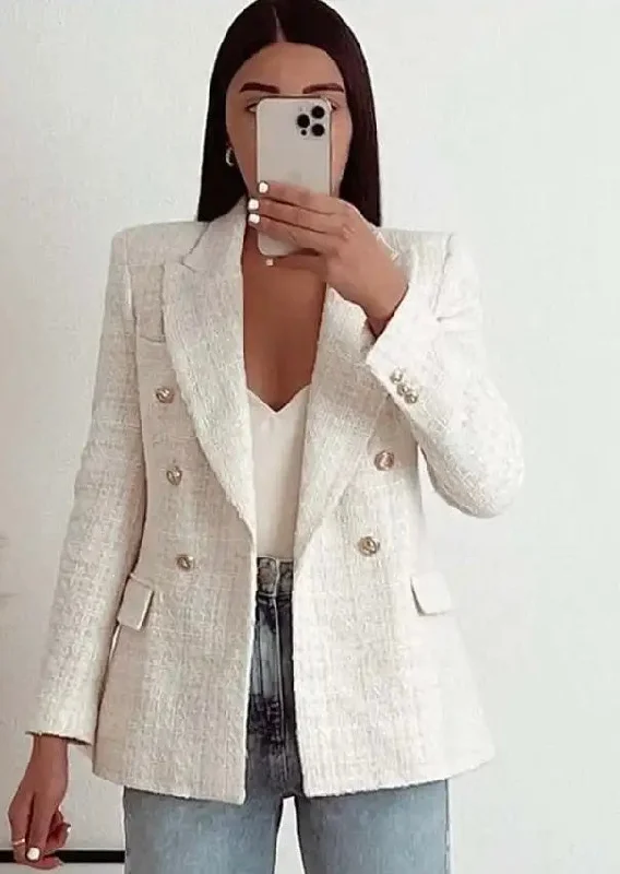 Deborah Statement Tweed Blazer in White