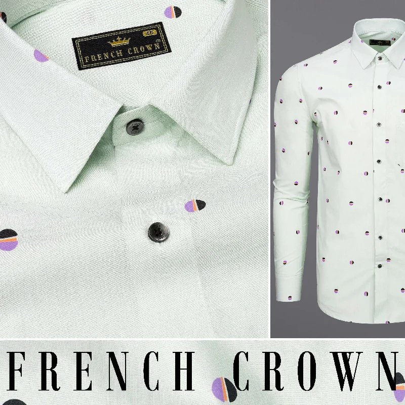 Comfortable Daywear Polar Green and Amethyst Violet Circle Printed Premium Cotton Shirt