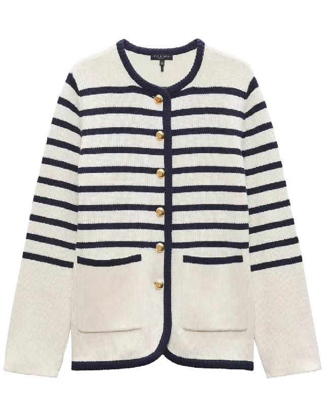 Ivory Stripe Nancy Long Cardigan