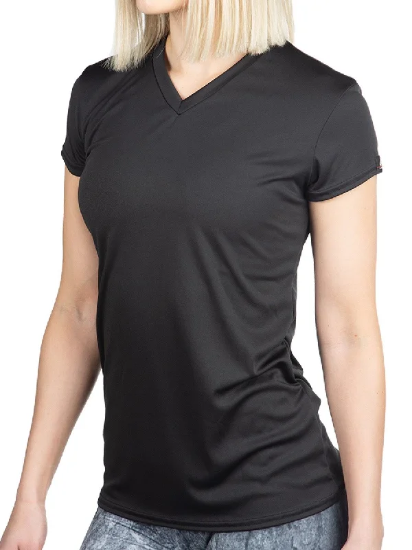 2-Pack Women's Microtech™ Loose Fit Short Sleeve V-Neck Shirt by WSI Sports Made in USA 704WLSSW