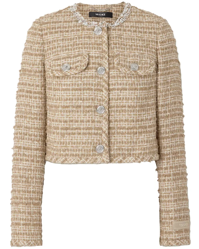 Taupe and Ivory Tweed Evening Jacket