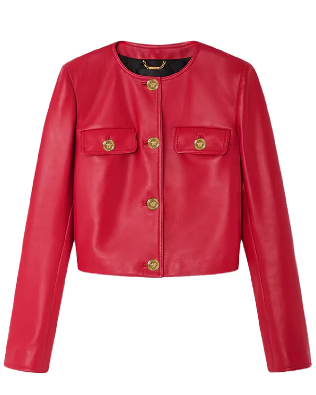 Lipstick Red Leather Jacket