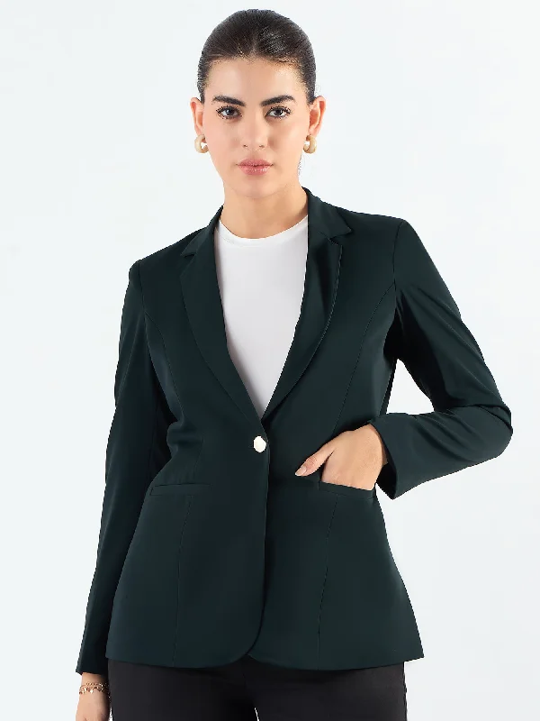 Classic Notched Lapel Tailored Fit Blazer In Stretchable Fabric