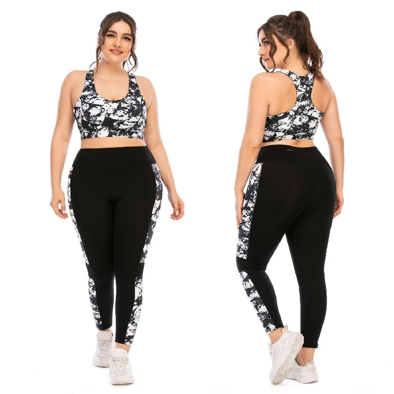 Women's Plus Size Yoga Set Gym Sports Bra Leggings Pants Fitness Jogging Outfit