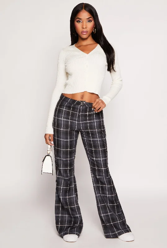 Comfortable Daywear Almost Famous Plaid Flare Pants