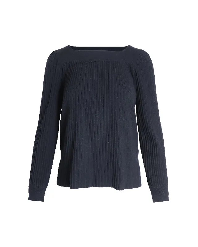 A.P.C. Bateau Neck Ribbed Sweater in Black Viscose