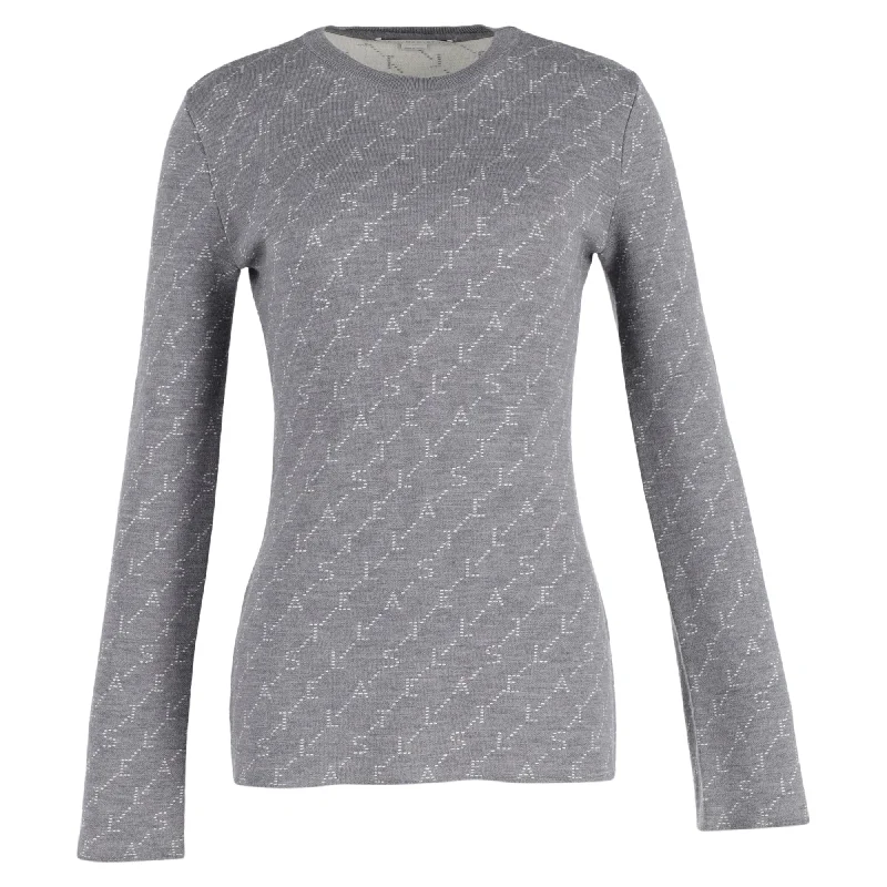 Stella McCartney Monogram Jacquard Sweater in Grey Wool