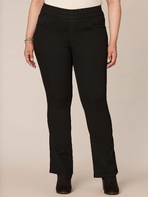 "Ab"solution High Rise Pull On Itty Bitty Boot Glider Plus Size Jeans