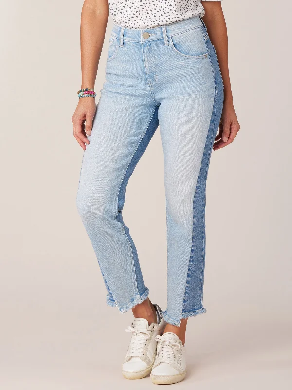 "Ab"solution High Rise Spliced Ankle Length Straight Leg Petite Jeans