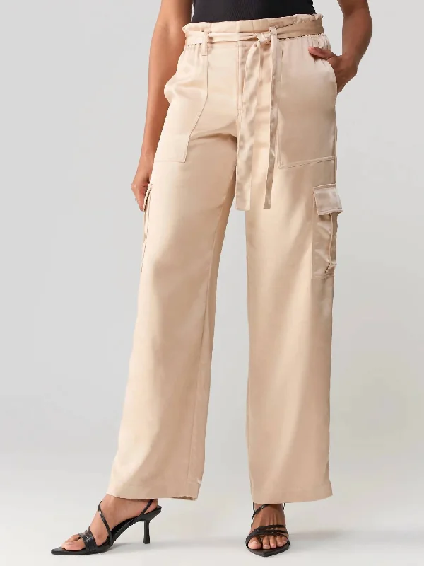 All Tied Up High Rise Cargo Pant In Moonlight Beige