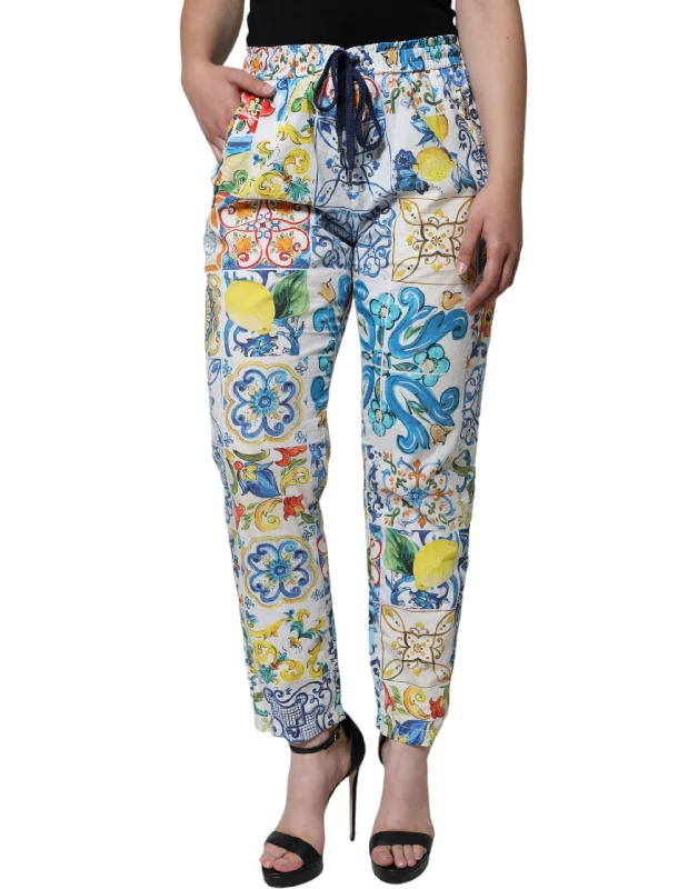 Dolce & Gabbana  Majolica Mid Waist Jogger Women's Pants (Pre-Owned)