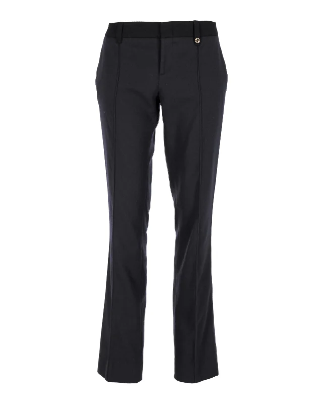 Gucci Boot-Cut Trousers in Navy Blue Wool