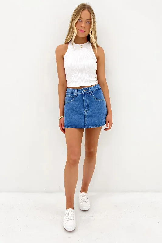 Ivy Denim Skort Mid Blue