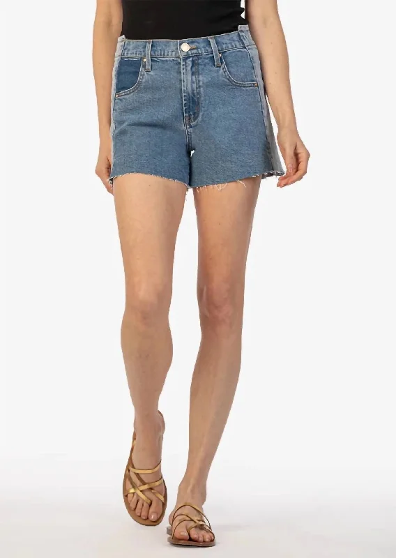 Jane High Rise Denim Short In Implemented Wash