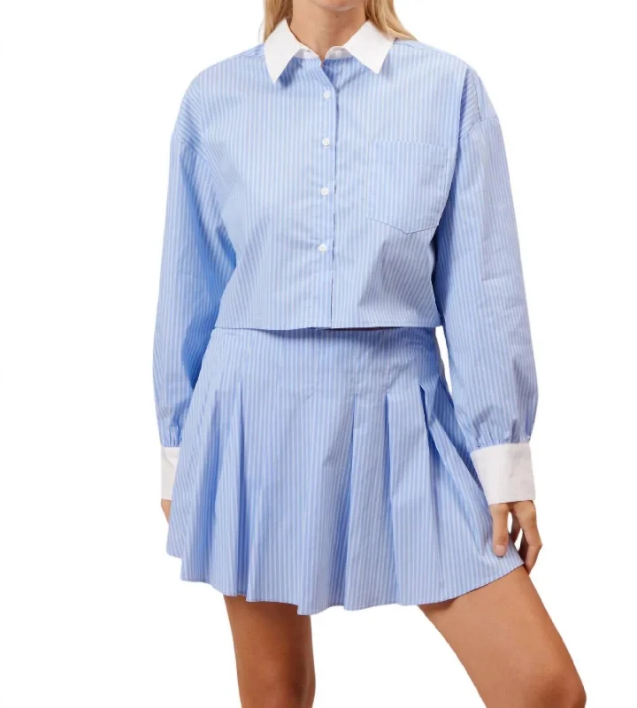 Kova Pleated Skort In Blue Stripe