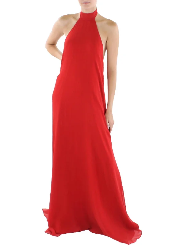 Lizza Womens Backless Maxi Halter Dress