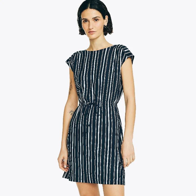 Nautica Womens Sustainably Crafted Striped Criss-Cross Dress