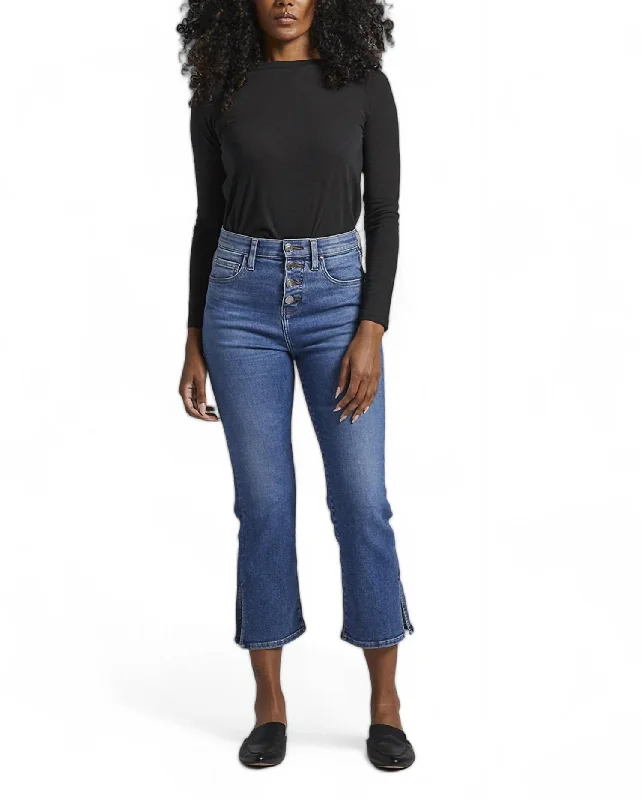 Phoebe High Rise Cropped Bootcut Button Fly Jean In Admiral Blue