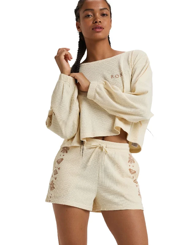 Sandy Road Elastic Waist Shorts - Parchment