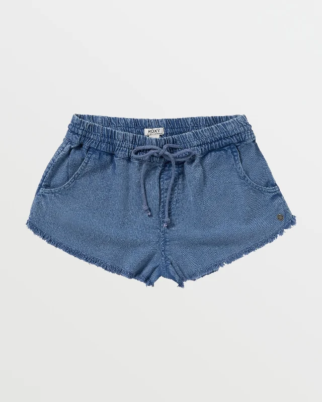 Scenic Route Elastic Waist Shorts - Bijou Blue