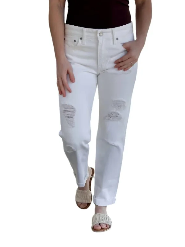 Sienna Slim Boyfriend Jeans In White