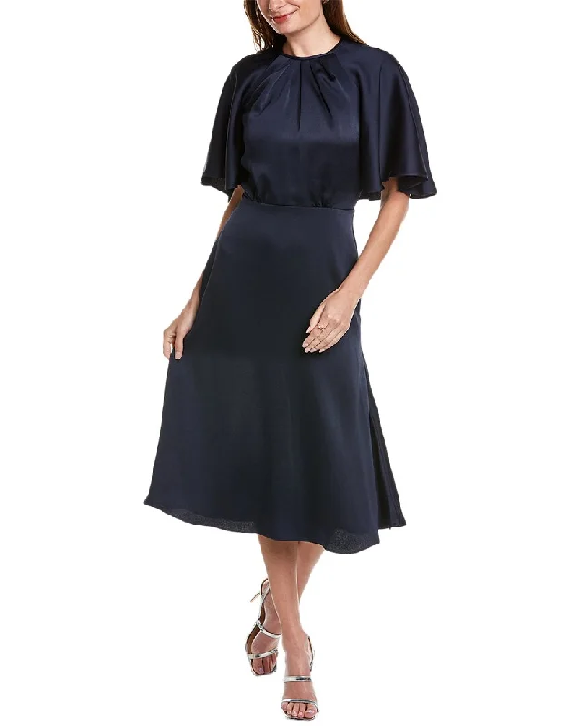 Teri Jon by Rickie Freeman Cape Sleeve Midi Dress