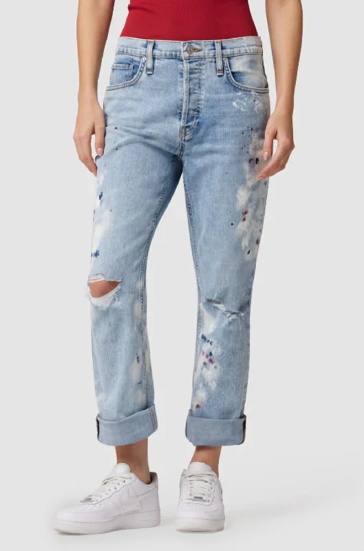 Thalia 90's Loose Fit Ankle With Rolled Hem Jean In Pigment Explotion