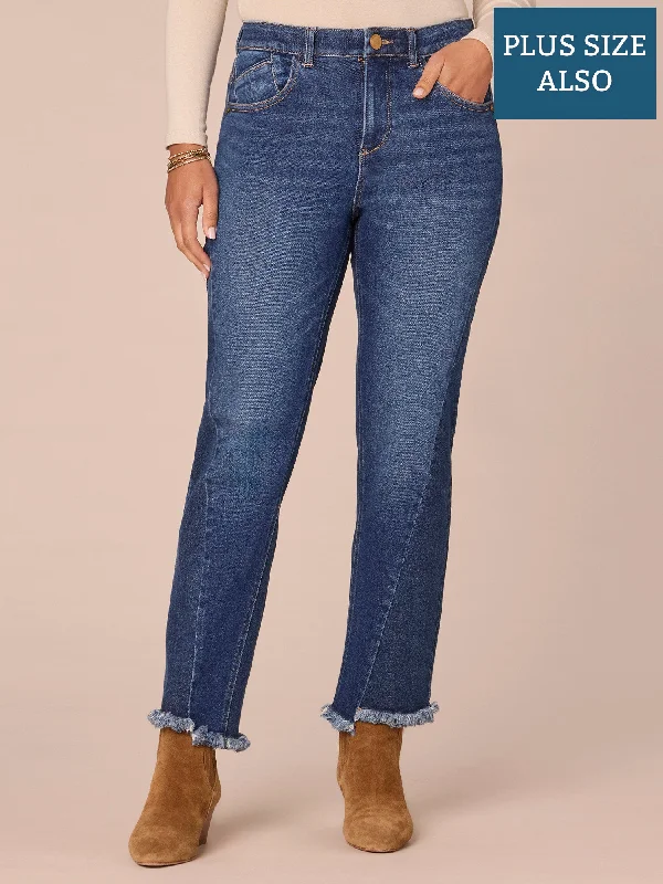 "Ab"solution High Rise Spliced Ankle Straight Leg Plus Size Jeans