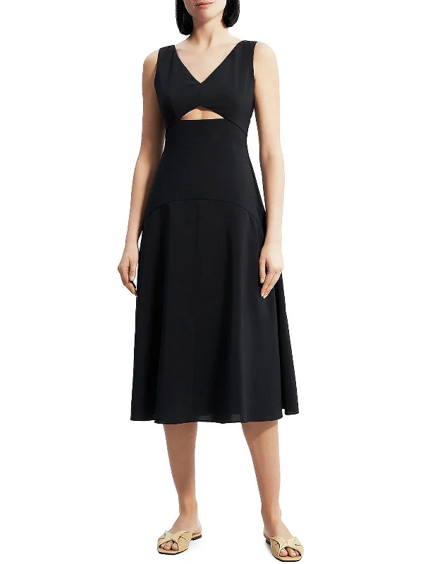 Womens Cut-Out Sleeveless Fit & Flare Dress