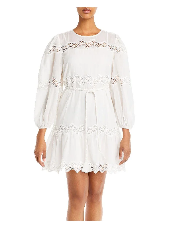 Womens Lace Trim Mini Mini Dress