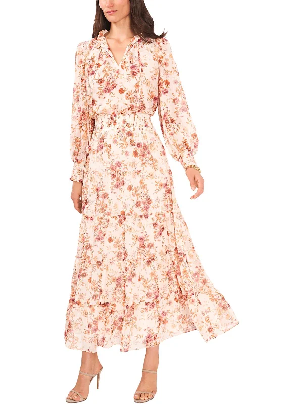 Comfortable Daywear Womens Metallic Calf Midi Dress