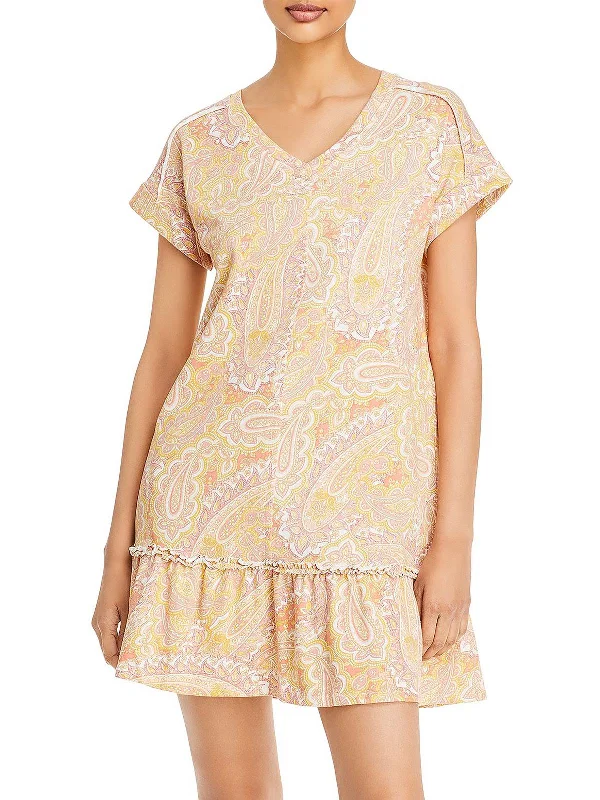 Womens Paisley Mini T-Shirt Dress