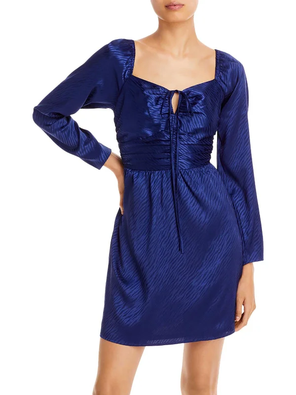 Womens Polyester Tie-Front Cocktail and Party Dress