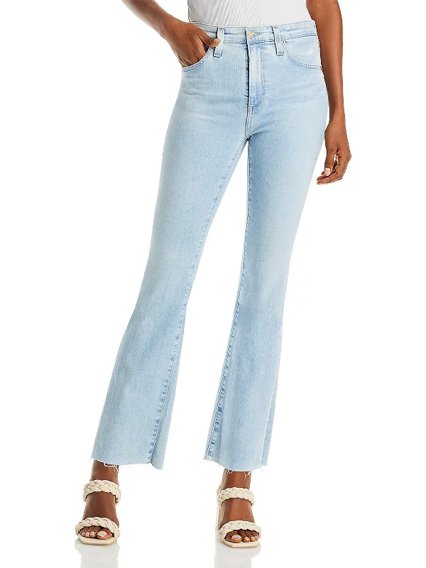 Womens Raw Hem Denim Bootcut Jeans