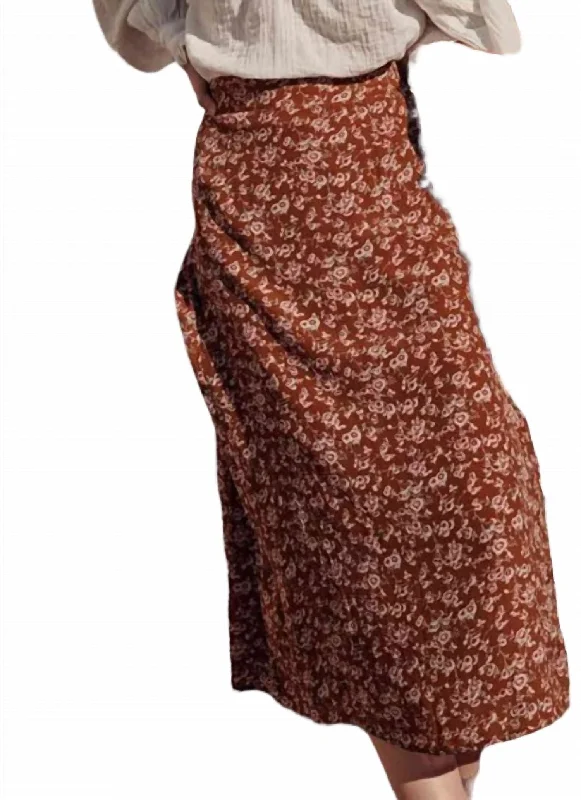 Isabella Skirt In Cinnamon Gipsy Flowers