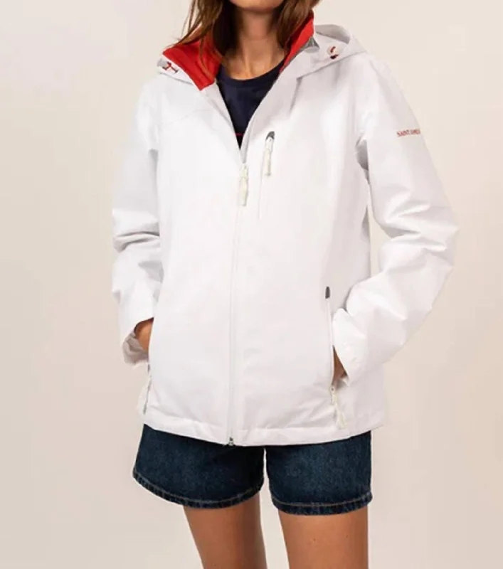 Ste Donna Rainjacket In White/orange