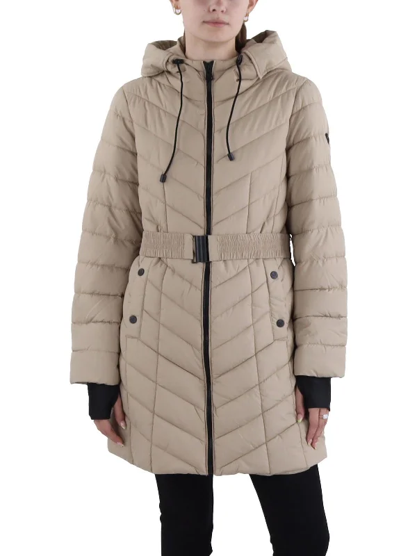 Womens Hooded Midi Parka Coat