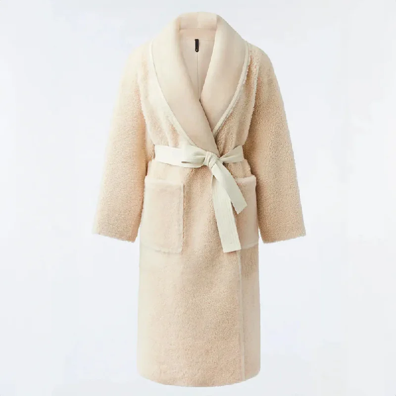 Hana 2-in-1 Shearling Robe Coat Cream