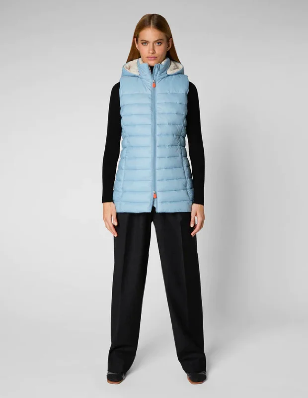 WOMEN'S MARGARETH HOODED PUFFER VEST POWDER BLUE