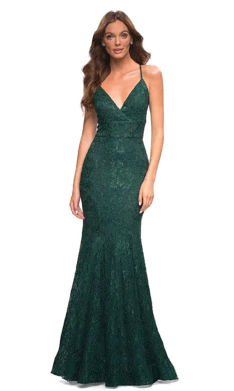 La Femme - 30442 Floral Lace Strappy Sheath Gown